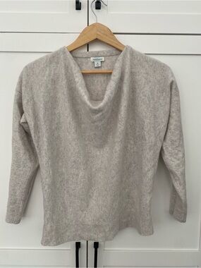 Sundance 100% Cashmere Cream/Grey Draped Cowl-Neck Sweater Size Medium